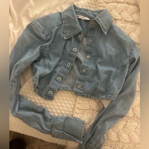 Zara long sleeved denim top